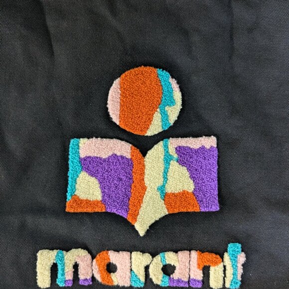 Isabel Marant Bouclé Canvas Logo Tote Bag Shopper Carryall Black Travel NWOT - Picture 8 of 9